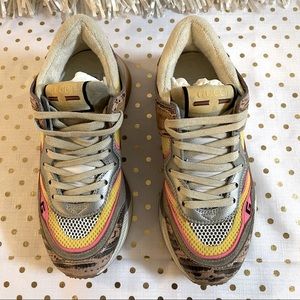 Gucci Ultrapace Logo Leather and Suede Sneakers, Size 7.5